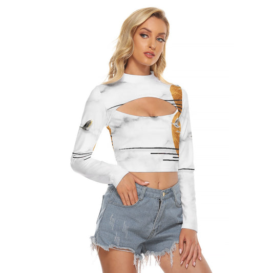 All-Over Print Women's Hollow Chest Keyhole Tight Crop Top