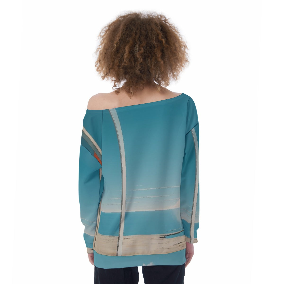 All-Over Print Oversized Women's Off-Shoulder Sweatshirt