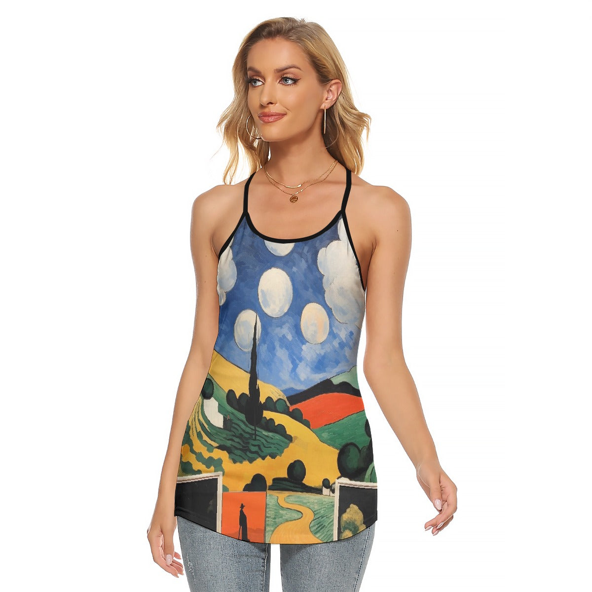All-Over Print Women's Criss-Cross Open Back Tank Top