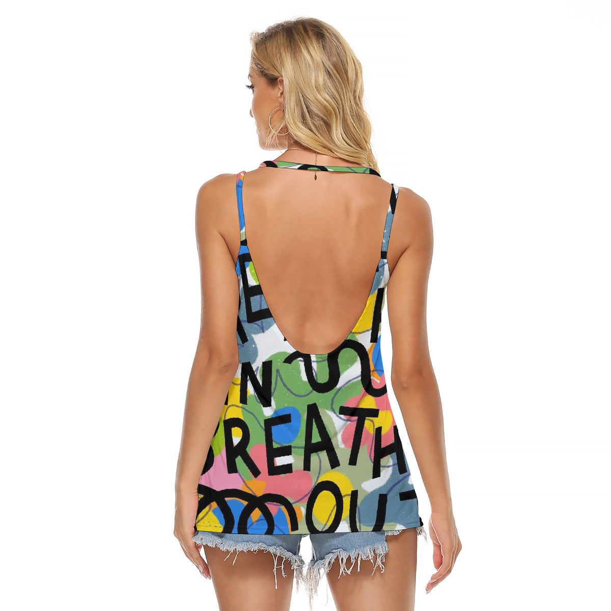 All-Over Print Women's Halter Top With Backless
