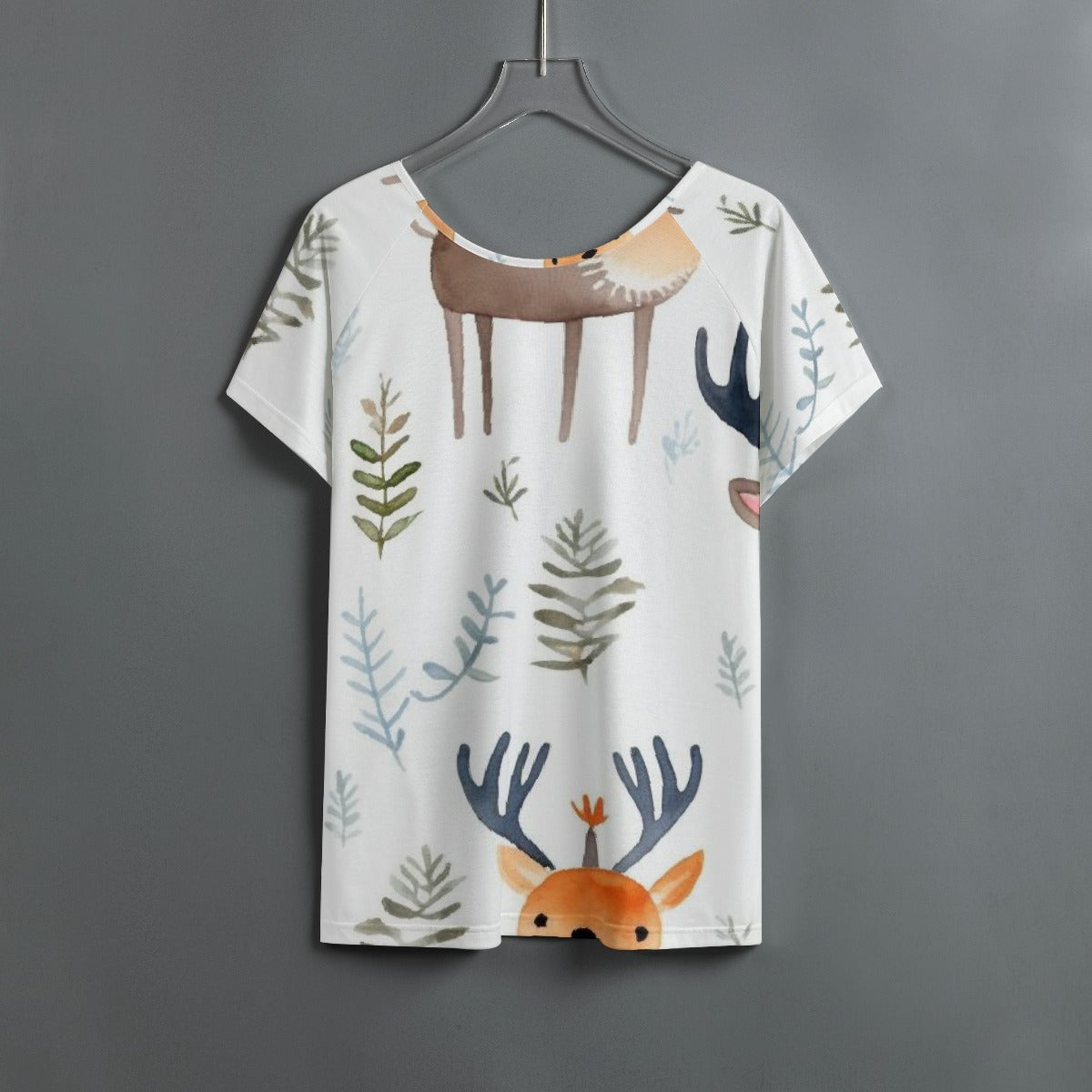 All-Over Print Women's Round Neck T-shirt With Raglan Sleeve