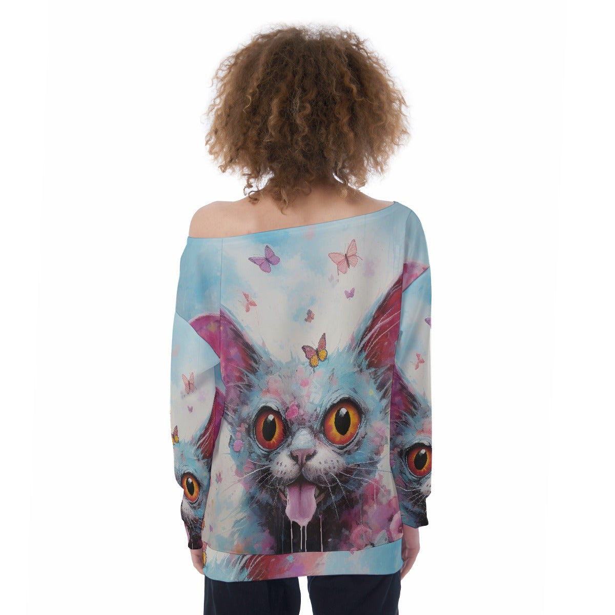 All-Over Print Oversized Women's Off-Shoulder Sweatshirt