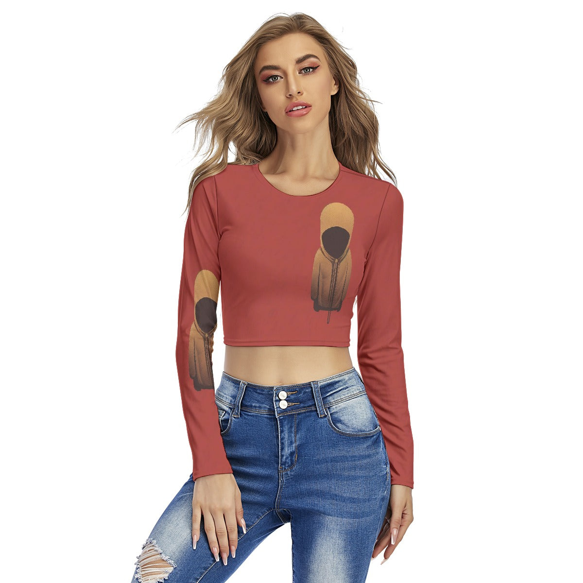 All-Over Print Women's Round Neck Crop Top T-Shirt