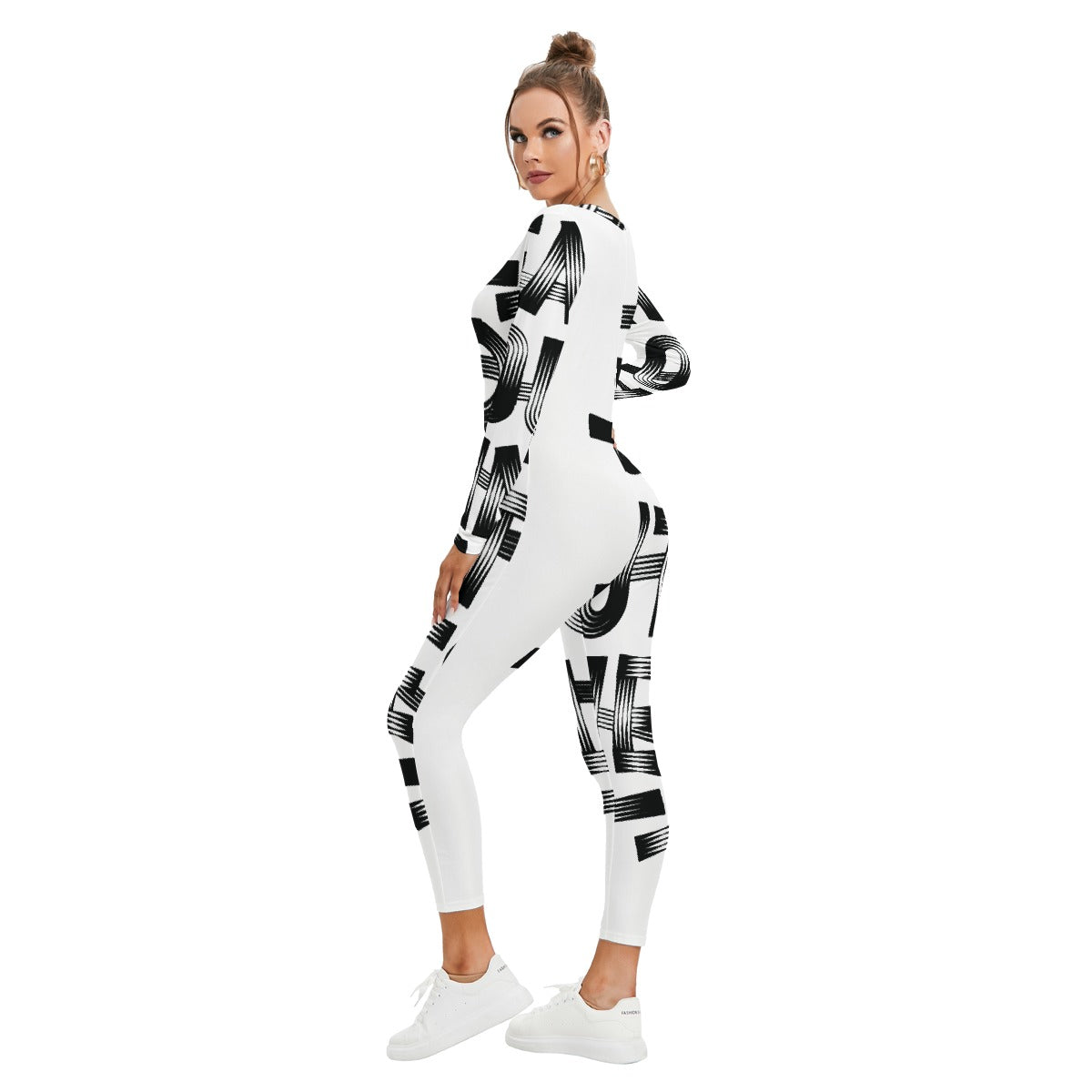 All-Over Print Women's Plunging Neck Jumpsuit
