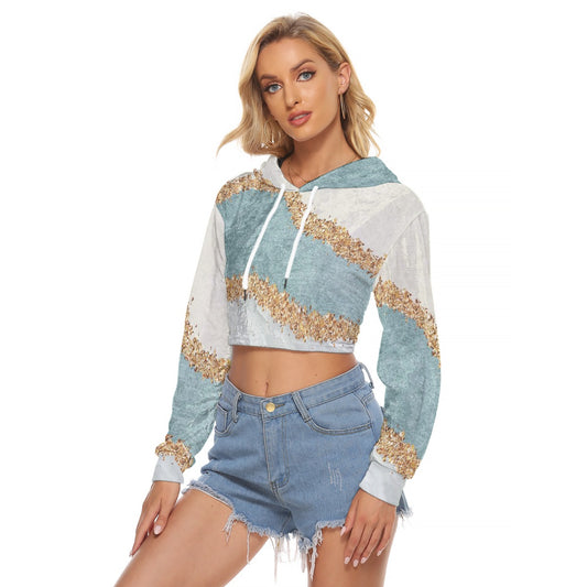 All-Over Print Women's Crop Top Hoodie|Velvet