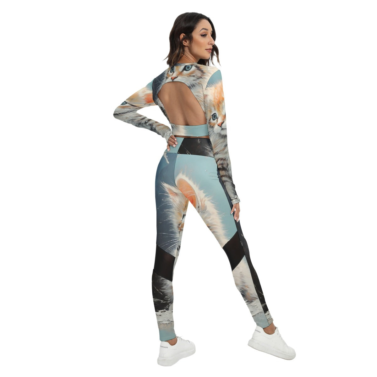 All-Over Print Women's Sport Set With Backless Top And Leggings