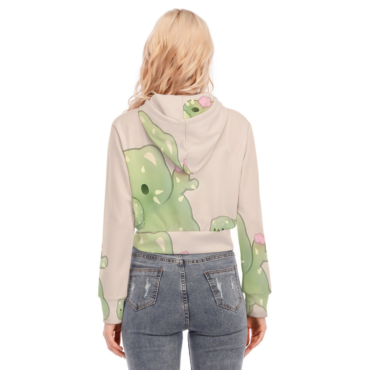 All-Over Print Women's Crop Top Hoodie With Zipper Closure