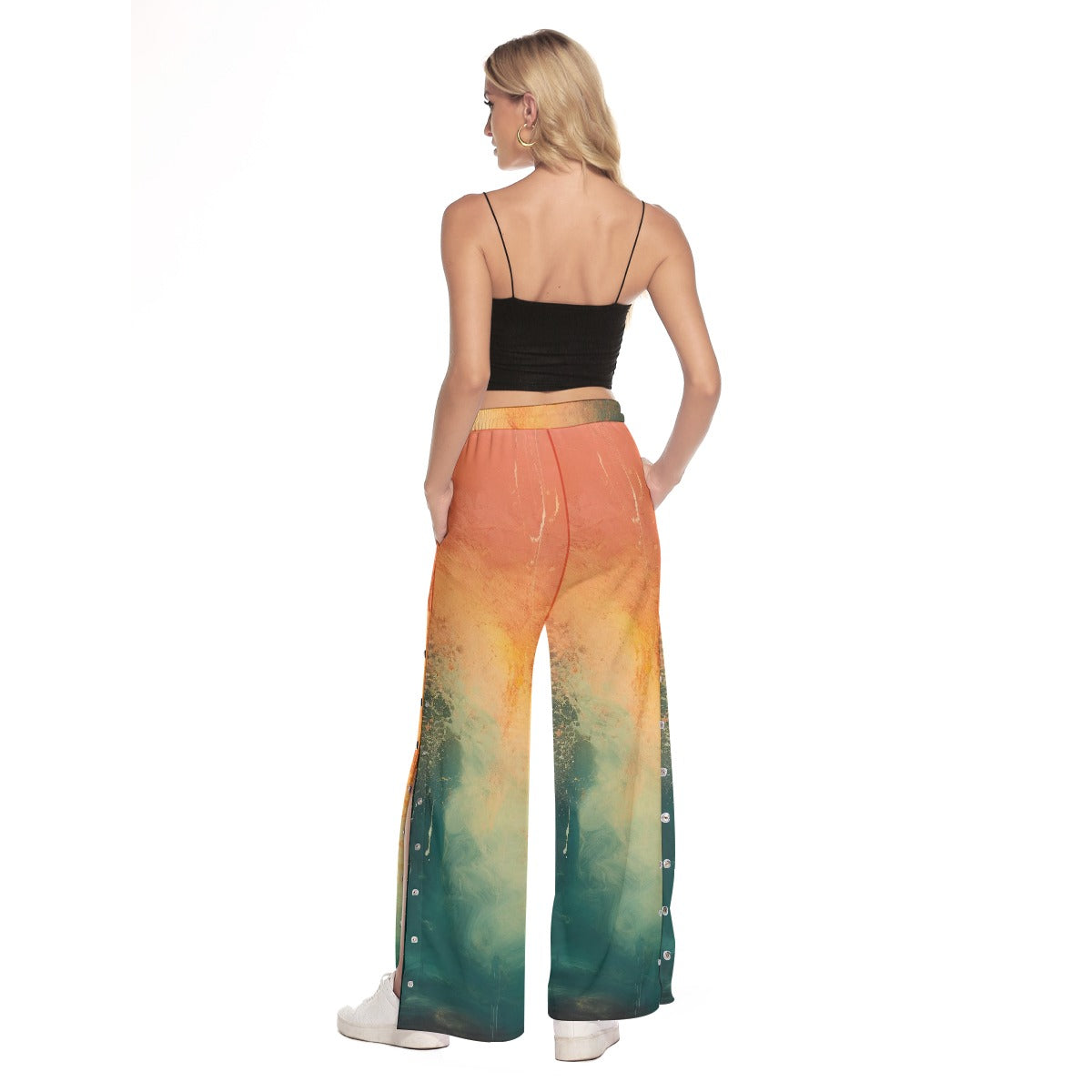 All-Over Print Women's Side Slit Snap Button Trousers