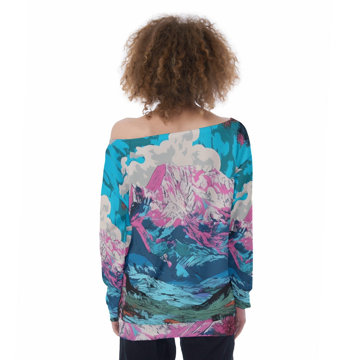 All-Over Print Oversized Women's Off-Shoulder Sweatshirt