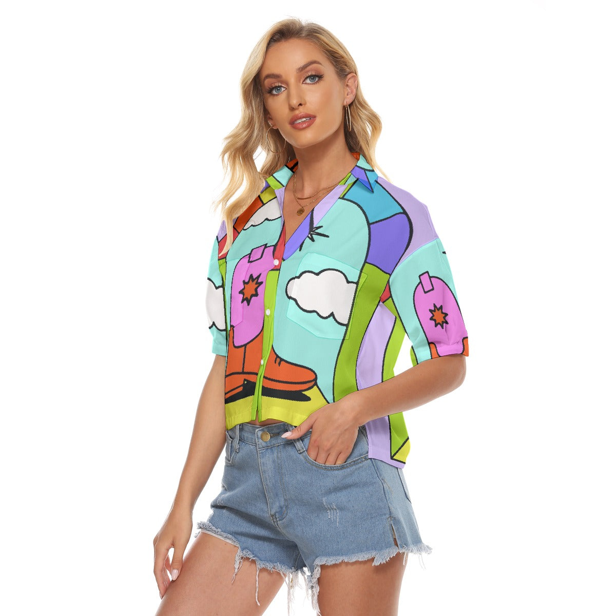 All-Over Print Women's V-neck Shirts