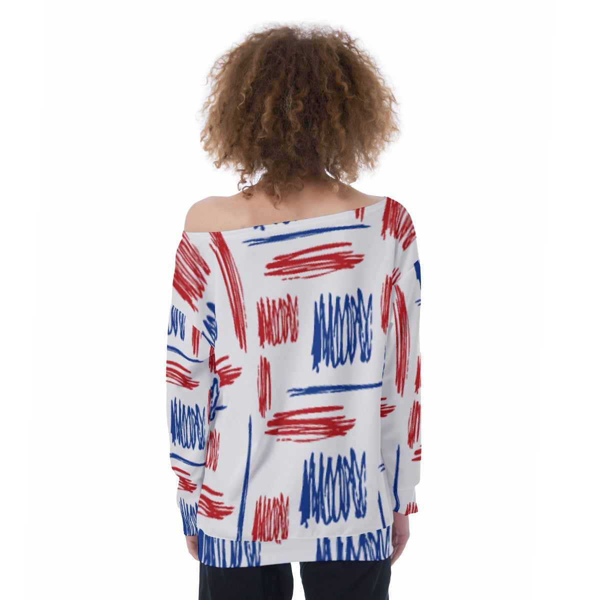 All-Over Print Oversized Women's Off-Shoulder Sweatshirt