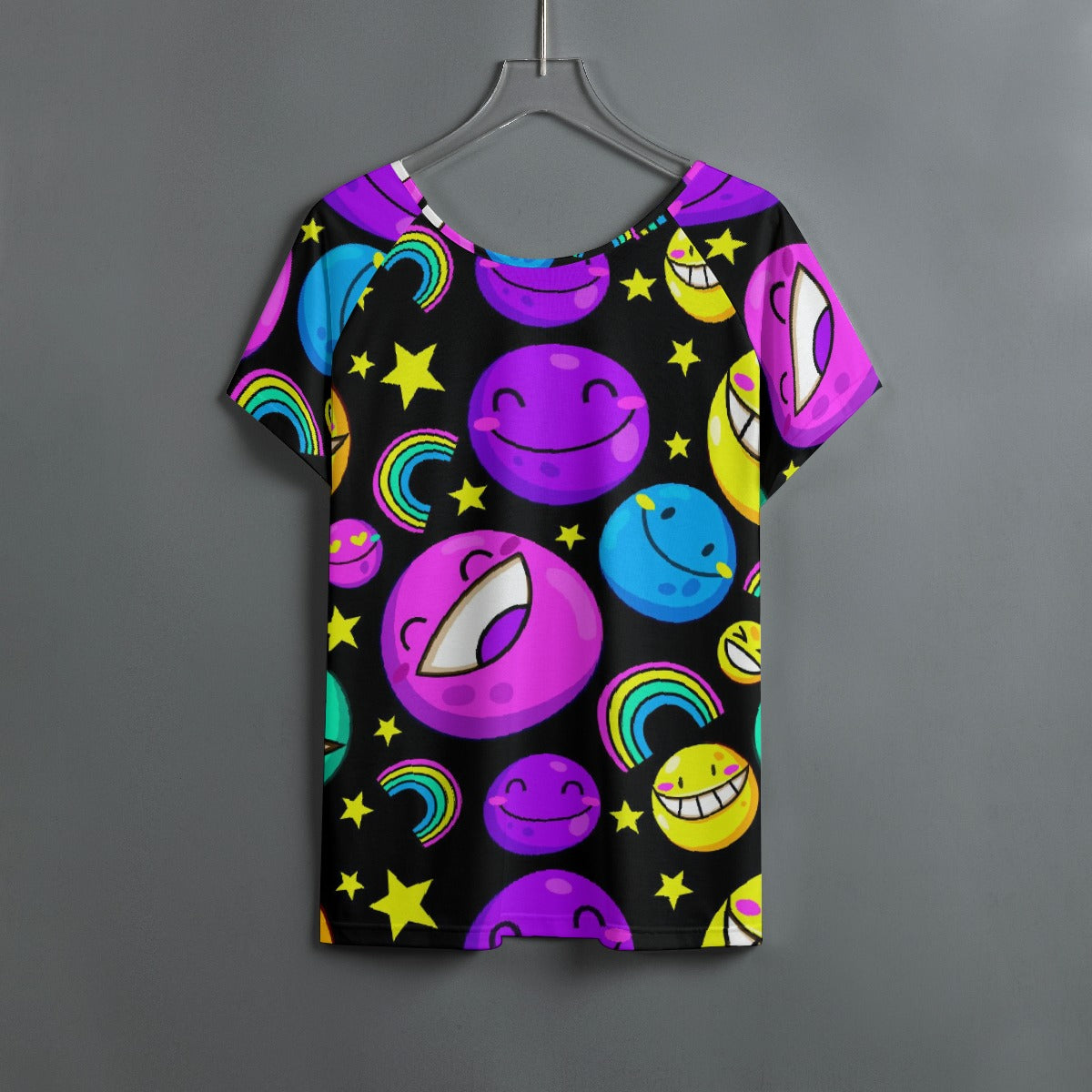 All-Over Print Women's Round Neck T-shirt With Raglan Sleeve