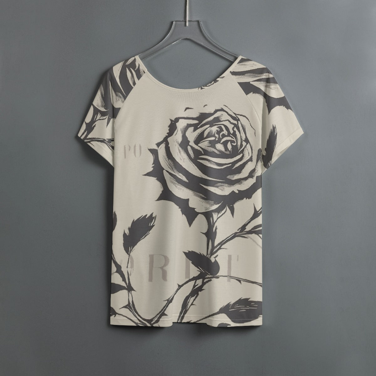 All-Over Print Women's Round Neck T-shirt With Raglan Sleeve
