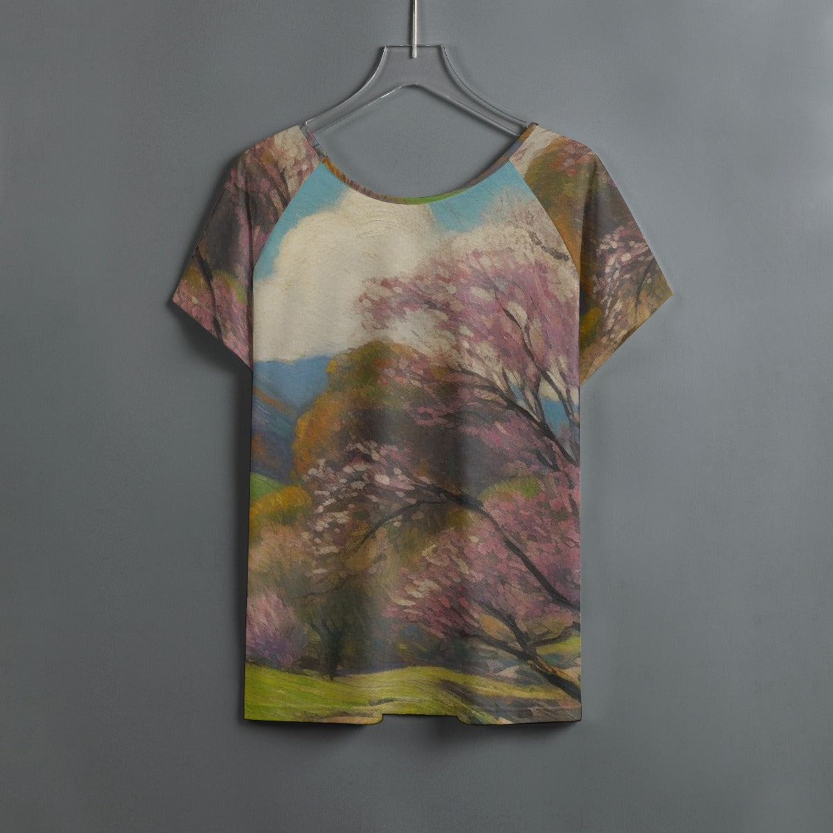 All-Over Print Women's Round Neck T-shirt With Raglan Sleeve