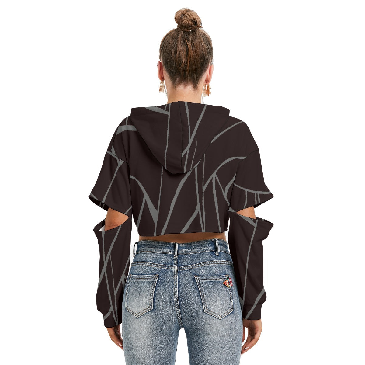 All-Over Print Women's Heavy Fleece Hoodie With Hollow Out Sleeve