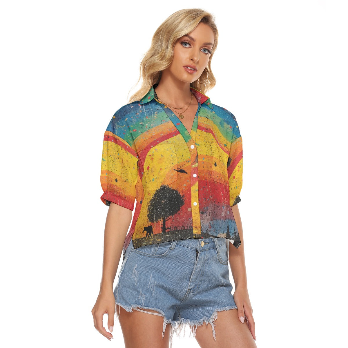 All-Over Print Women's V-neck Shirts