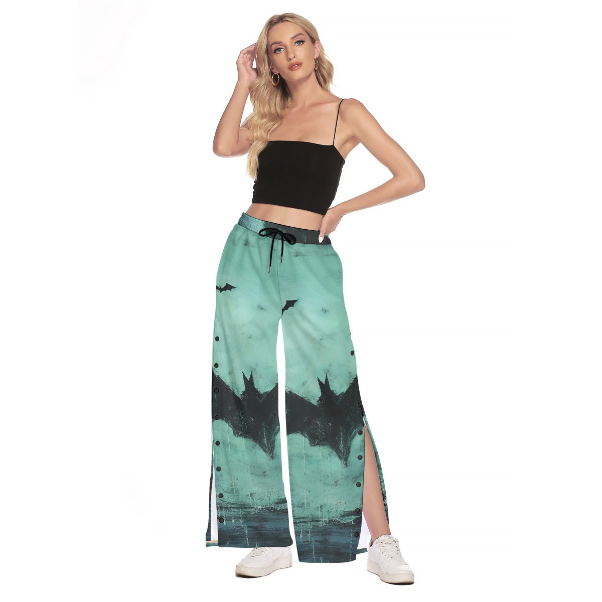 All-Over Print Women's Side Slit Snap Button Trousers