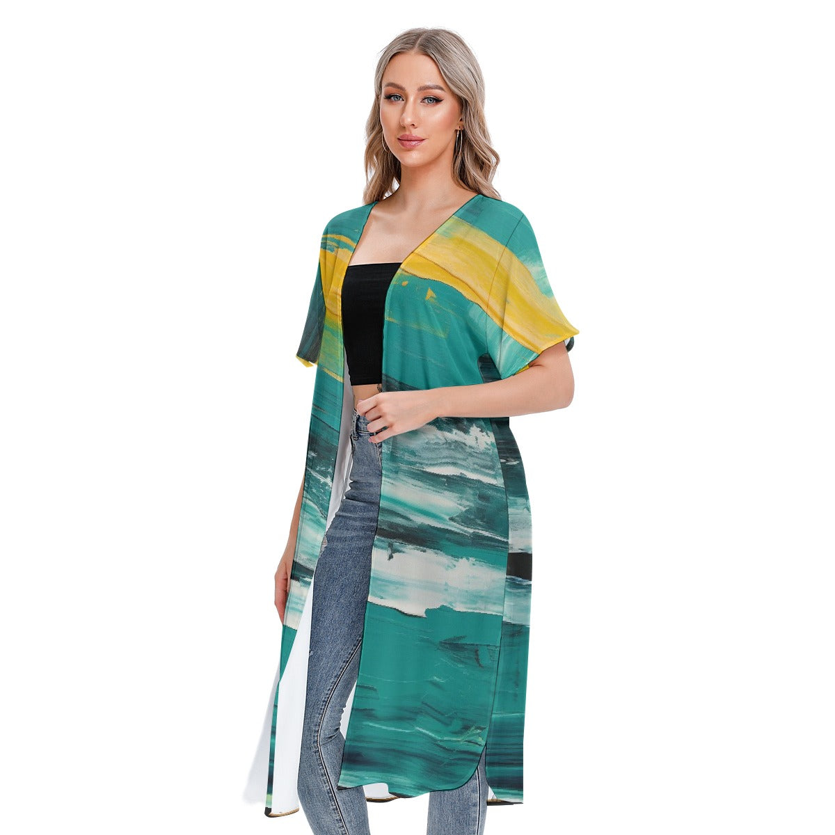 All-Over Print Women's Short Sleeve Cardigan