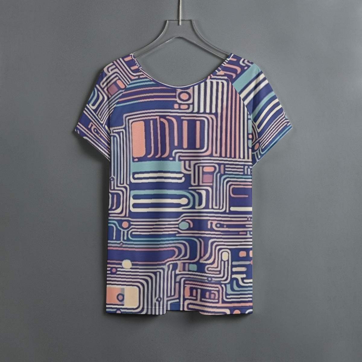 All-Over Print Women's Round Neck T-shirt With Raglan Sleeve