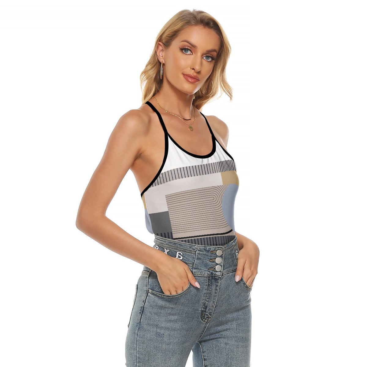 All-Over Print Women's Criss-Cross Open Back Tank Top