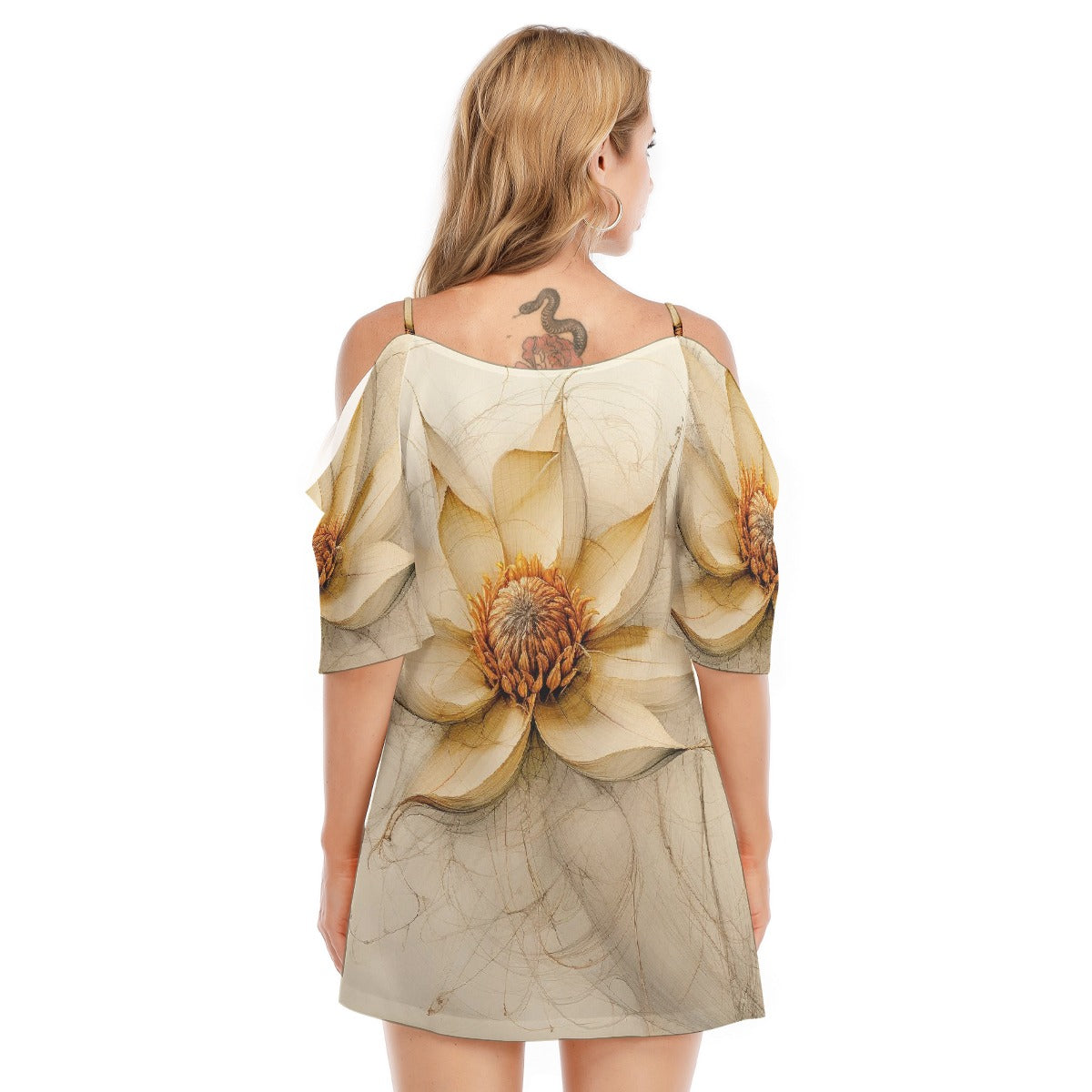 All-Over Print Women's Off-shoulder Cami Dress