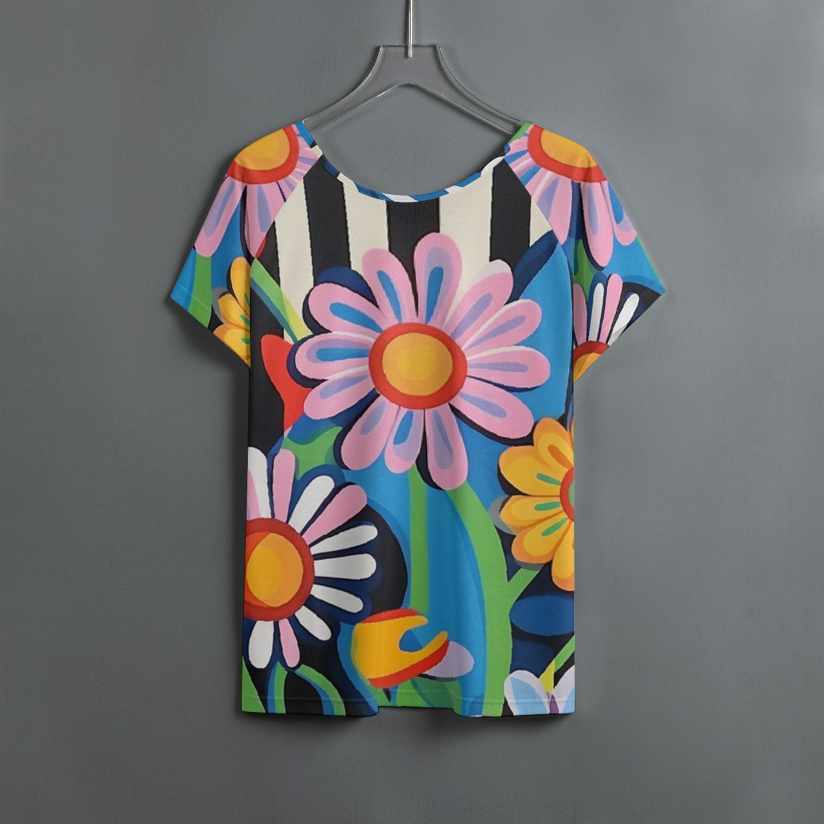 All-Over Print Women's Round Neck T-shirt With Raglan Sleeve