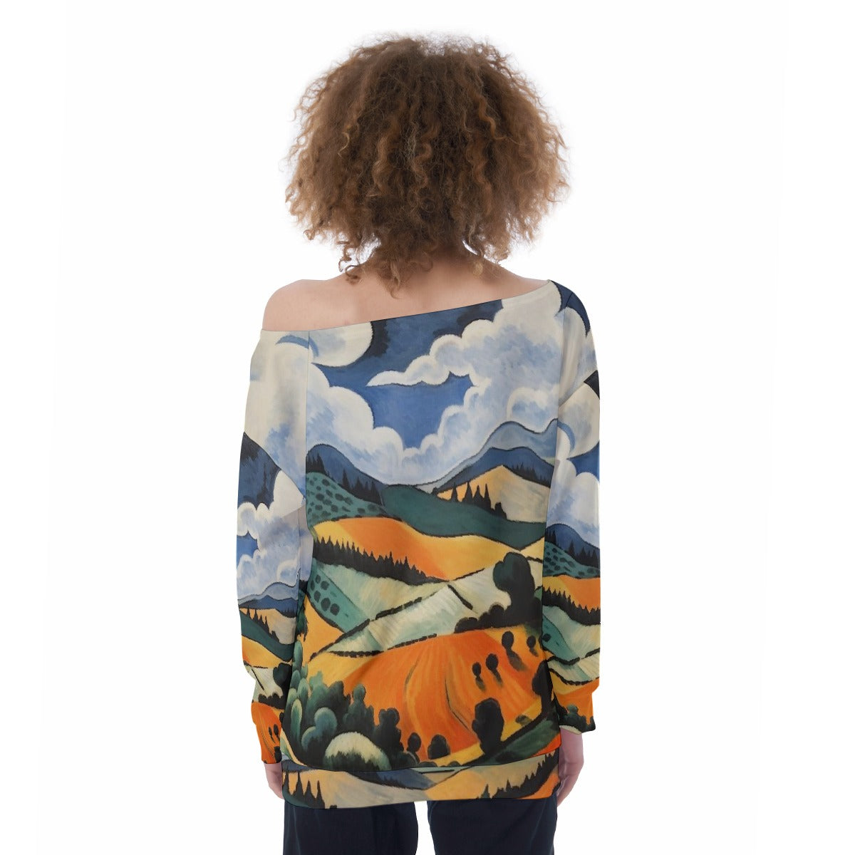 All-Over Print Oversized Women's Off-Shoulder Sweatshirt