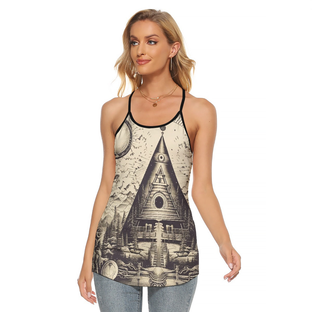 All-Over Print Women's Criss-Cross Open Back Tank Top