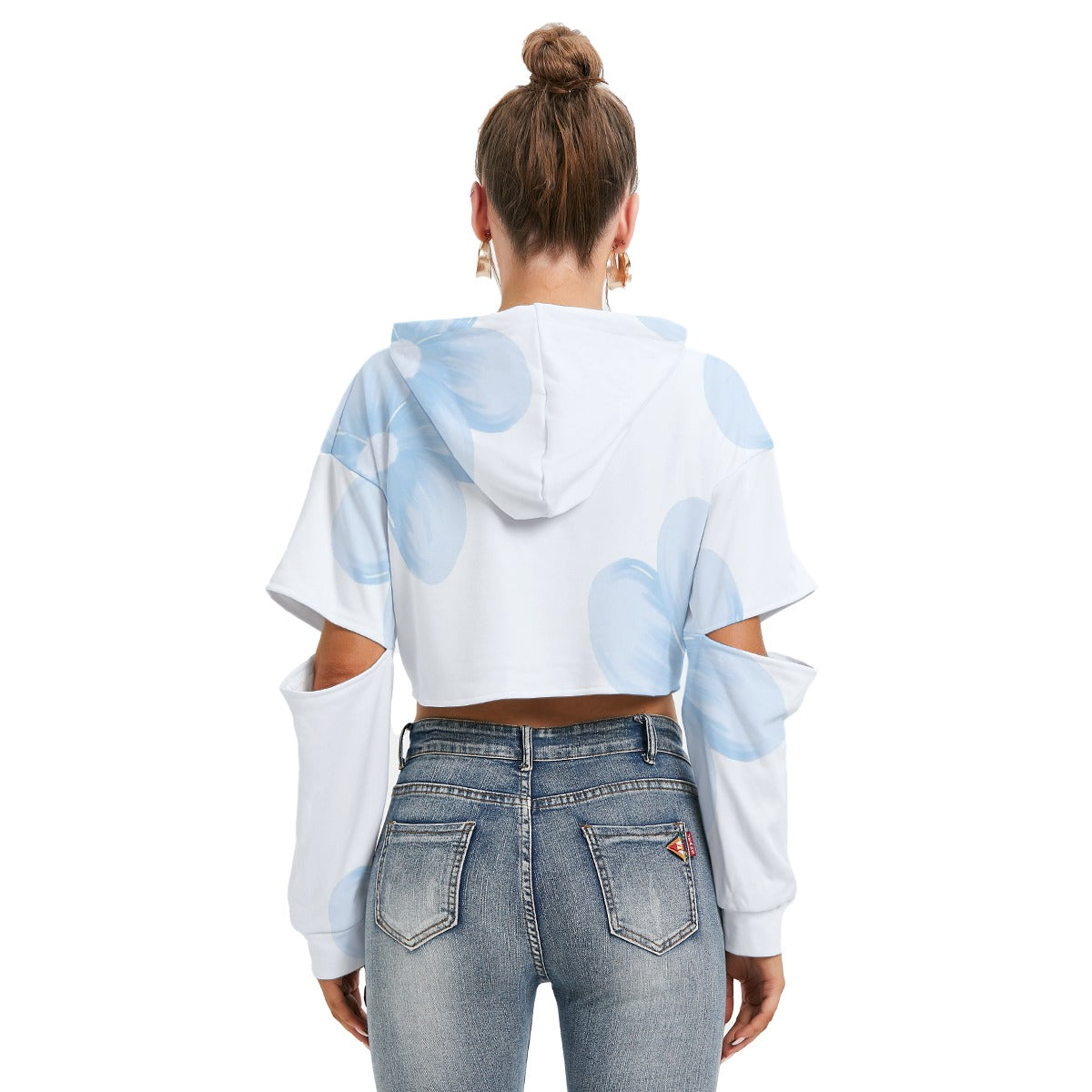All-Over Print Women's Heavy Fleece Hoodie With Hollow Out Sleeve