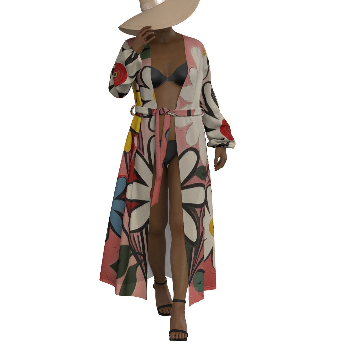 All-Over Print Women's Lace-up Chiffon Robe