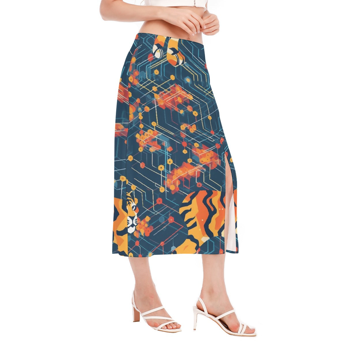All-Over Print Women's High Slit Long Skirt