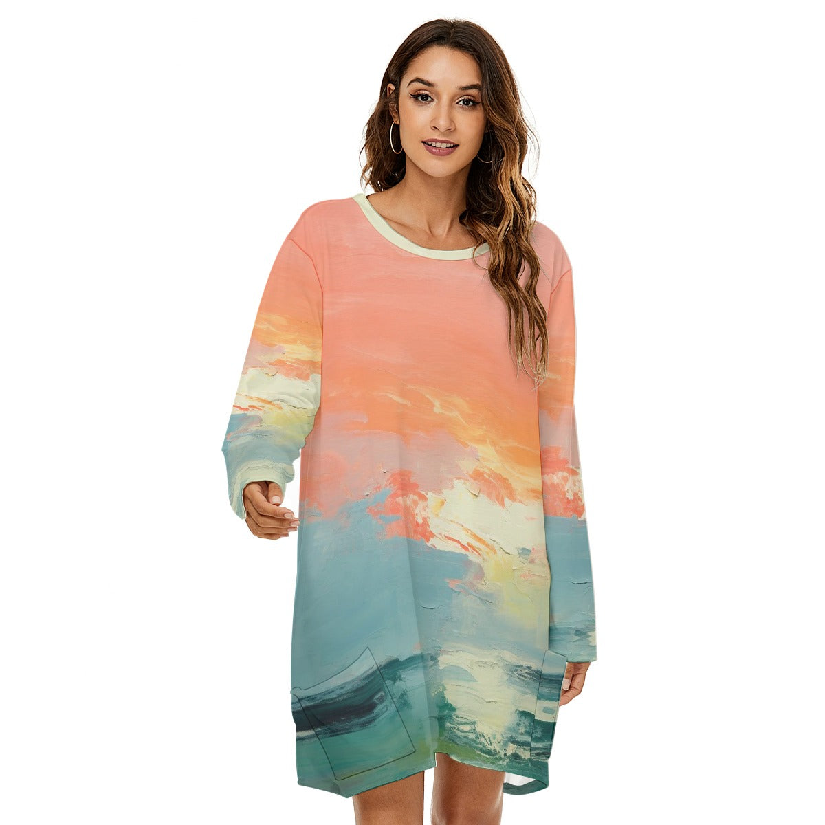All-Over Print  Women's Loose Crew Neck Dress