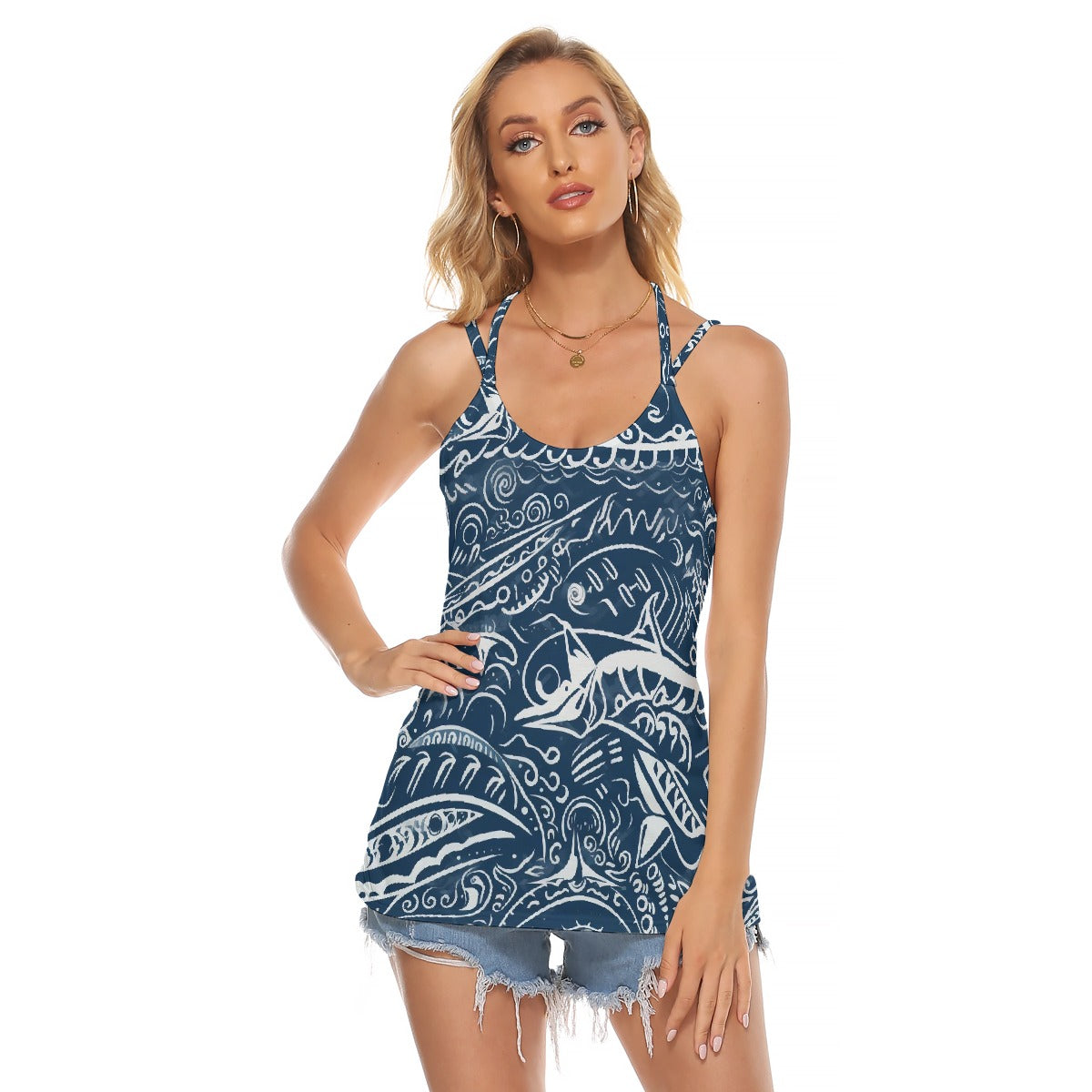 All-Over Print Women's Halter Top With Backless