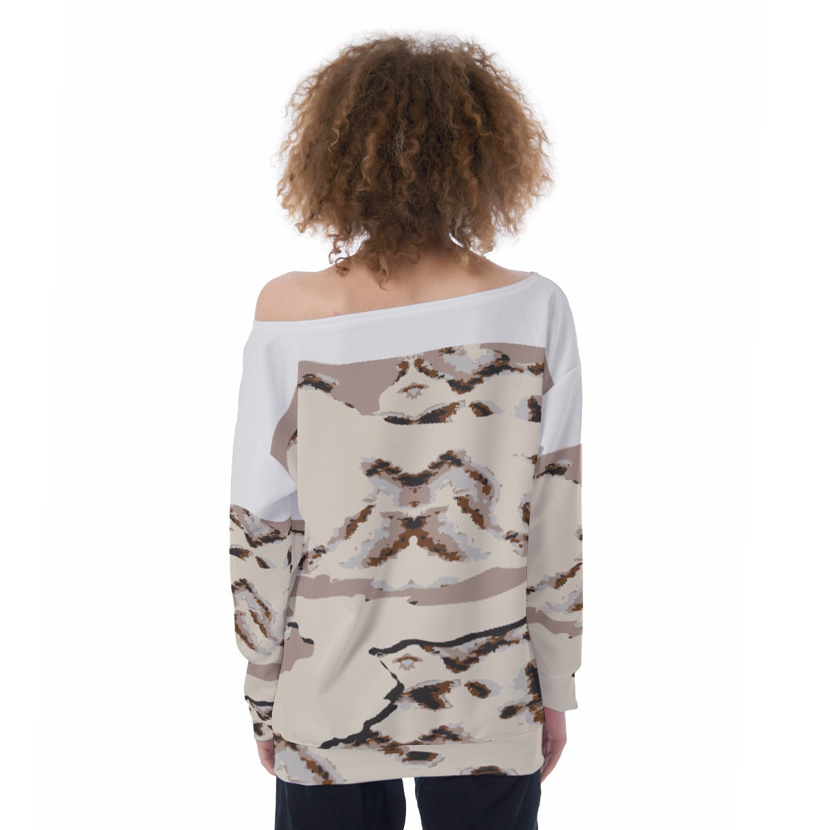 All-Over Print Oversized Women's Off-Shoulder Sweatshirt