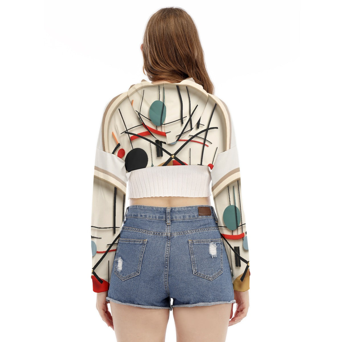 All-Over Print Women's Smock Short Hoodie With Long Sleeve