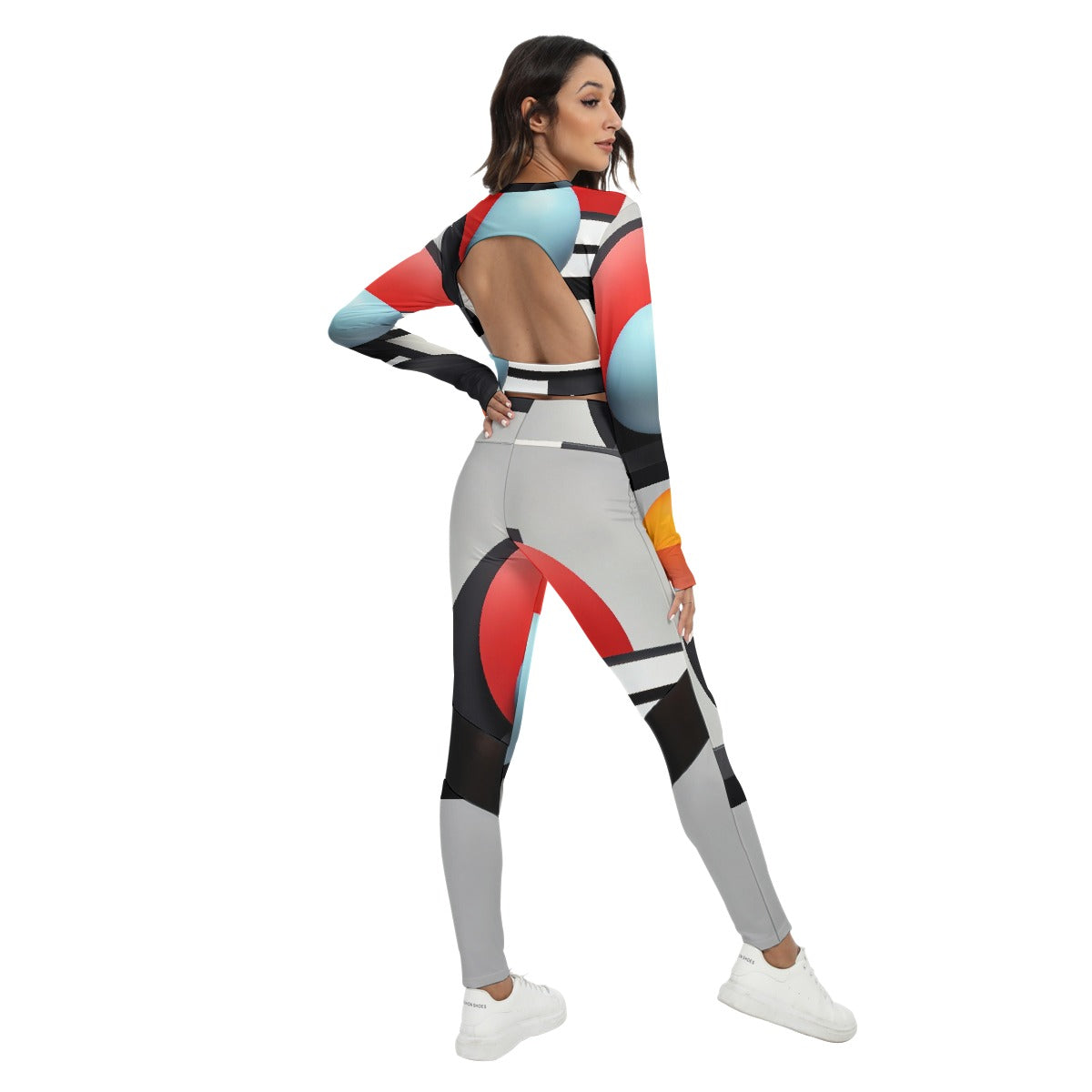 All-Over Print Women's Sport Set With Backless Top And Leggings