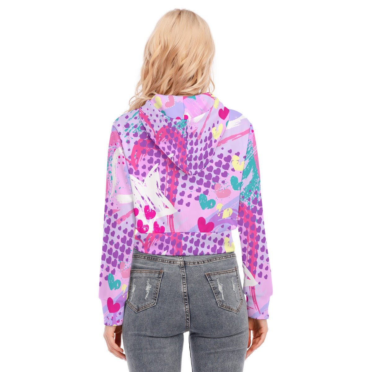 All-Over Print Women's Crop Top Hoodie With Zipper Closure