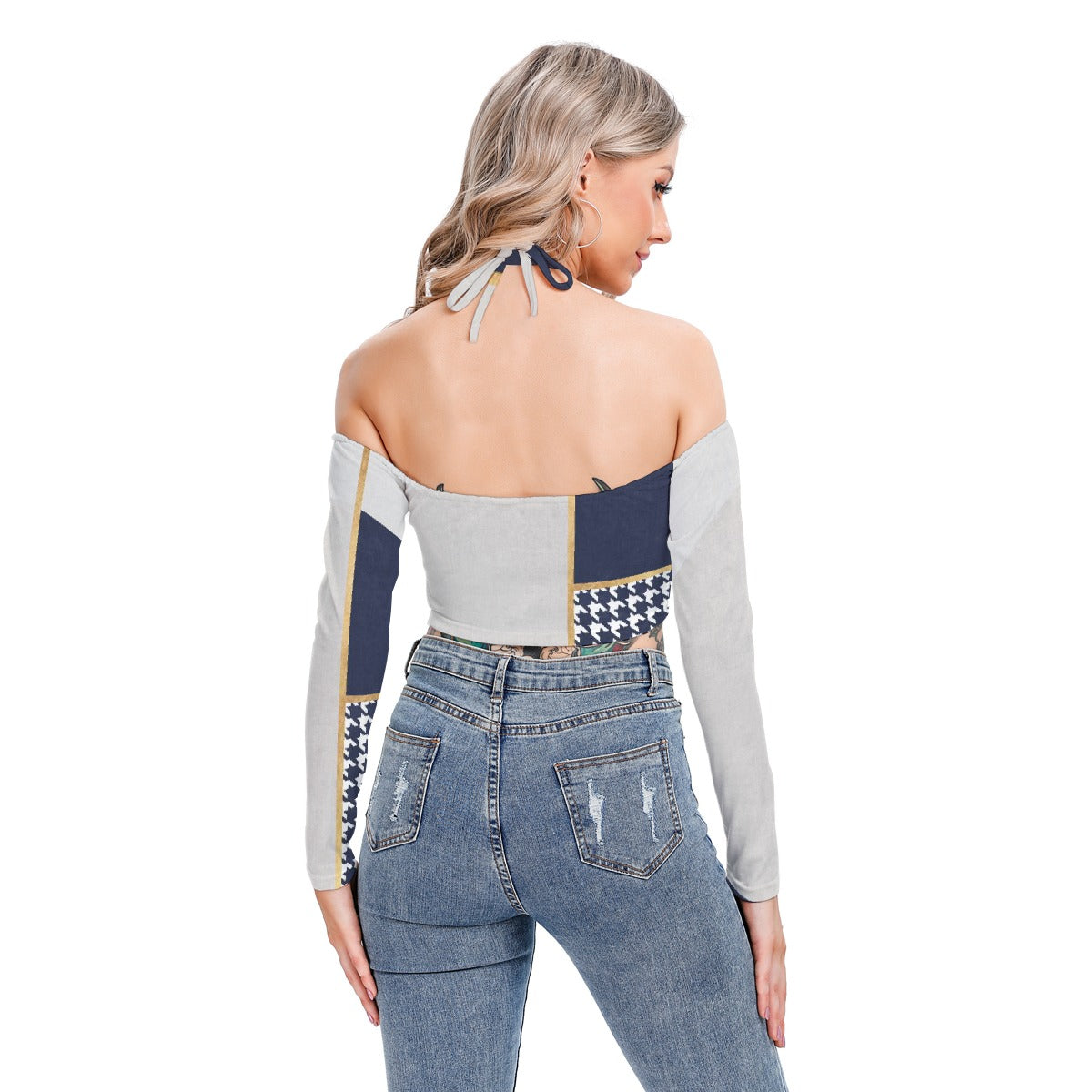 All-Over Print Women's Halter Lace-up Top