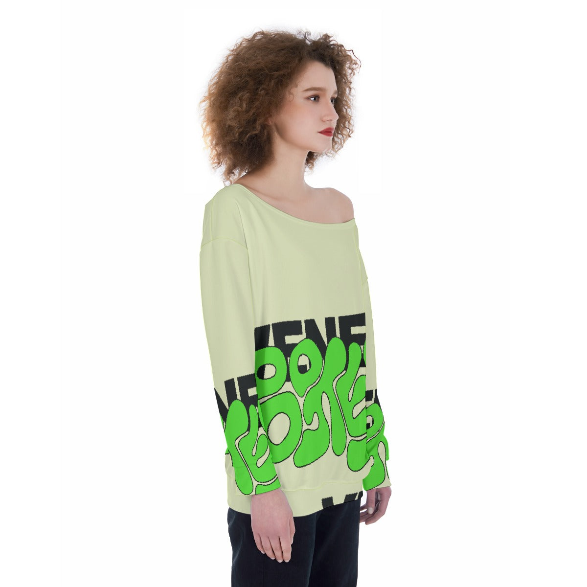 All-Over Print Oversized Women's Off-Shoulder Sweatshirt