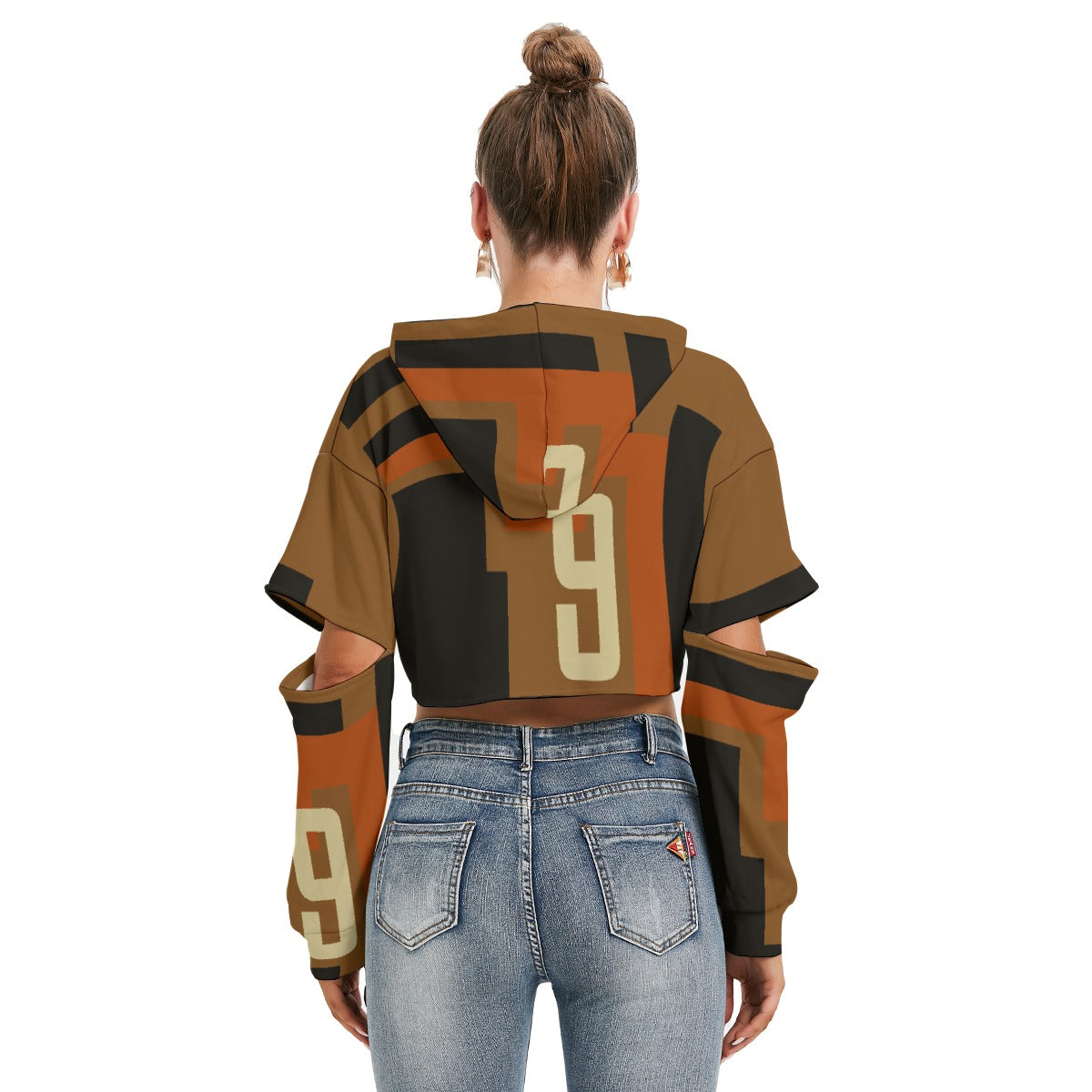 All-Over Print Women's Heavy Fleece Hoodie With Hollow Out Sleeve