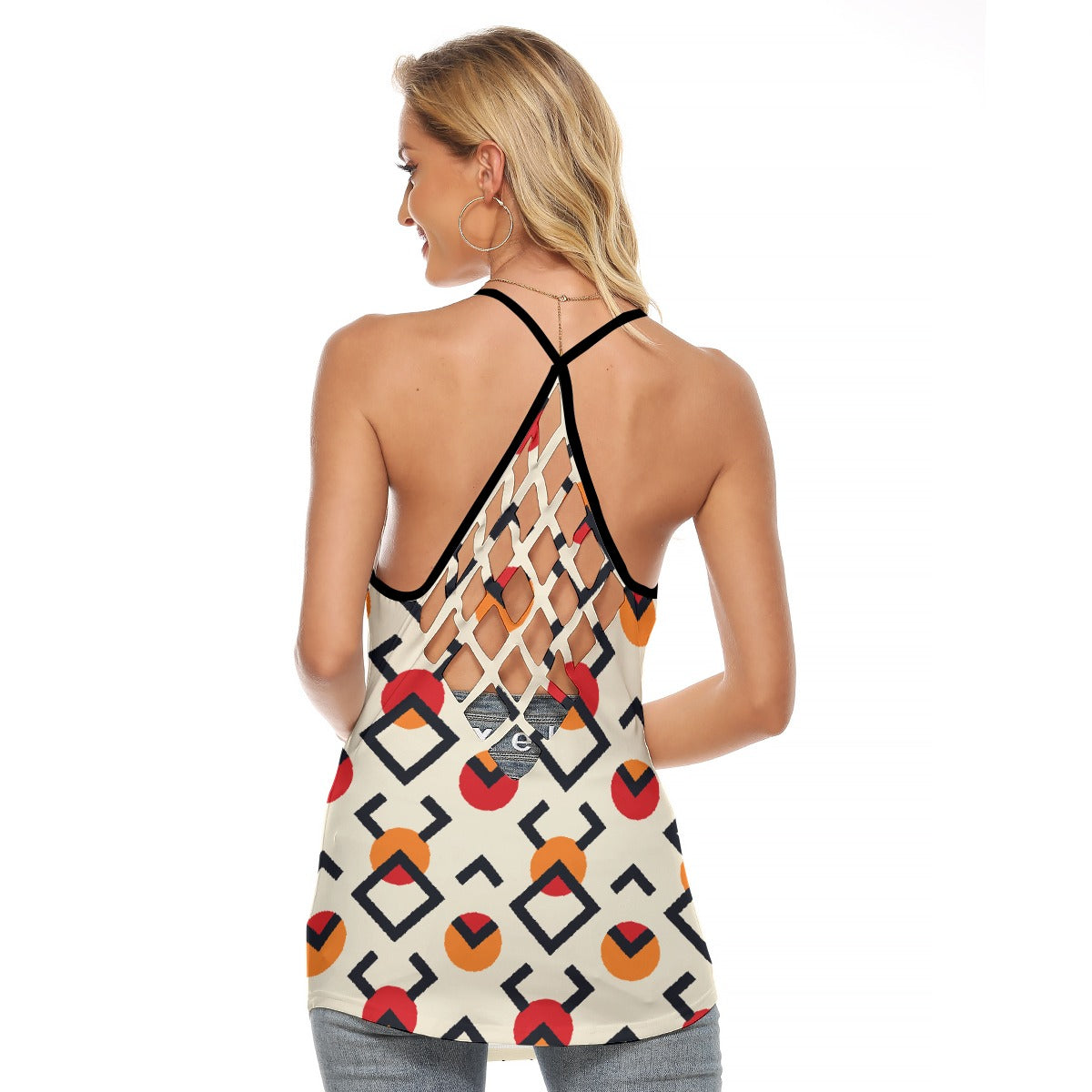 All-Over Print Women's Criss-Cross Open Back Tank Top