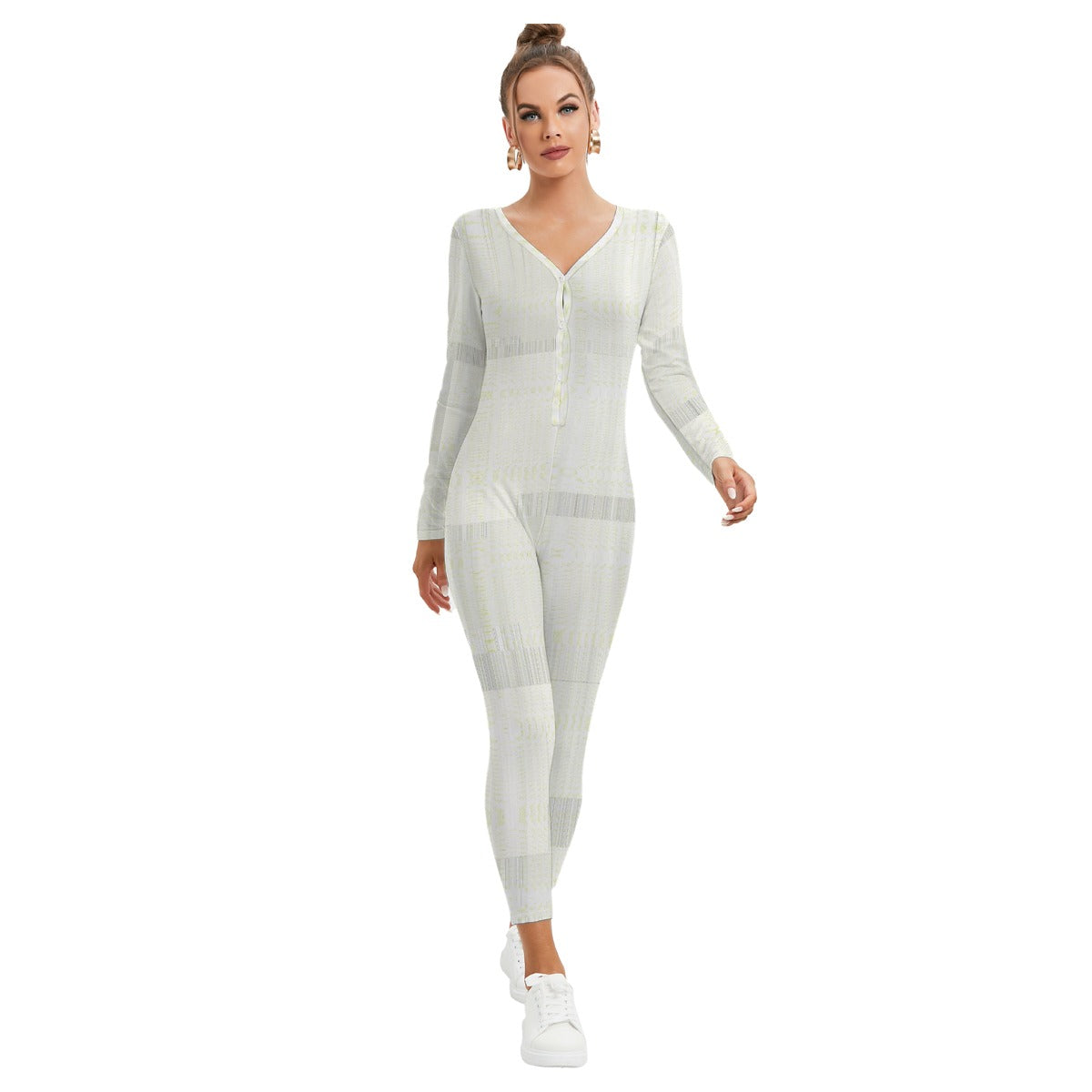 All-Over Print Women's Plunging Neck Jumpsuit