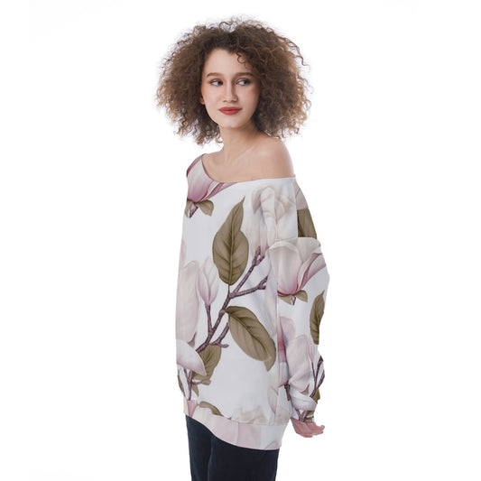 All-Over Print Oversized Women's Off-Shoulder Sweatshirt