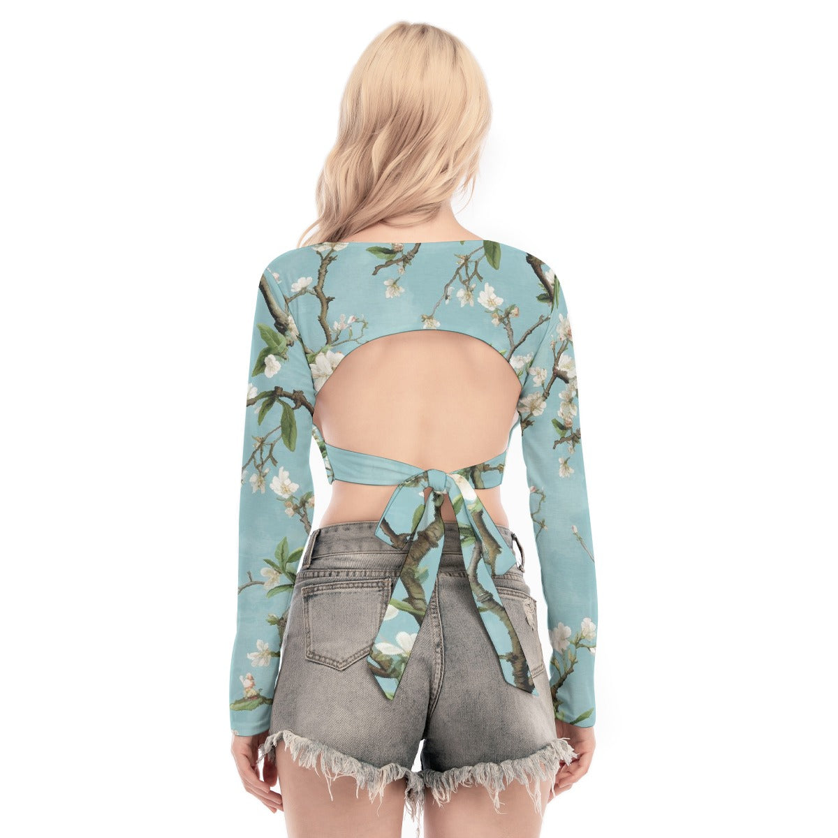 All-Over Print Women's Back Hollow T-shirt With Strap