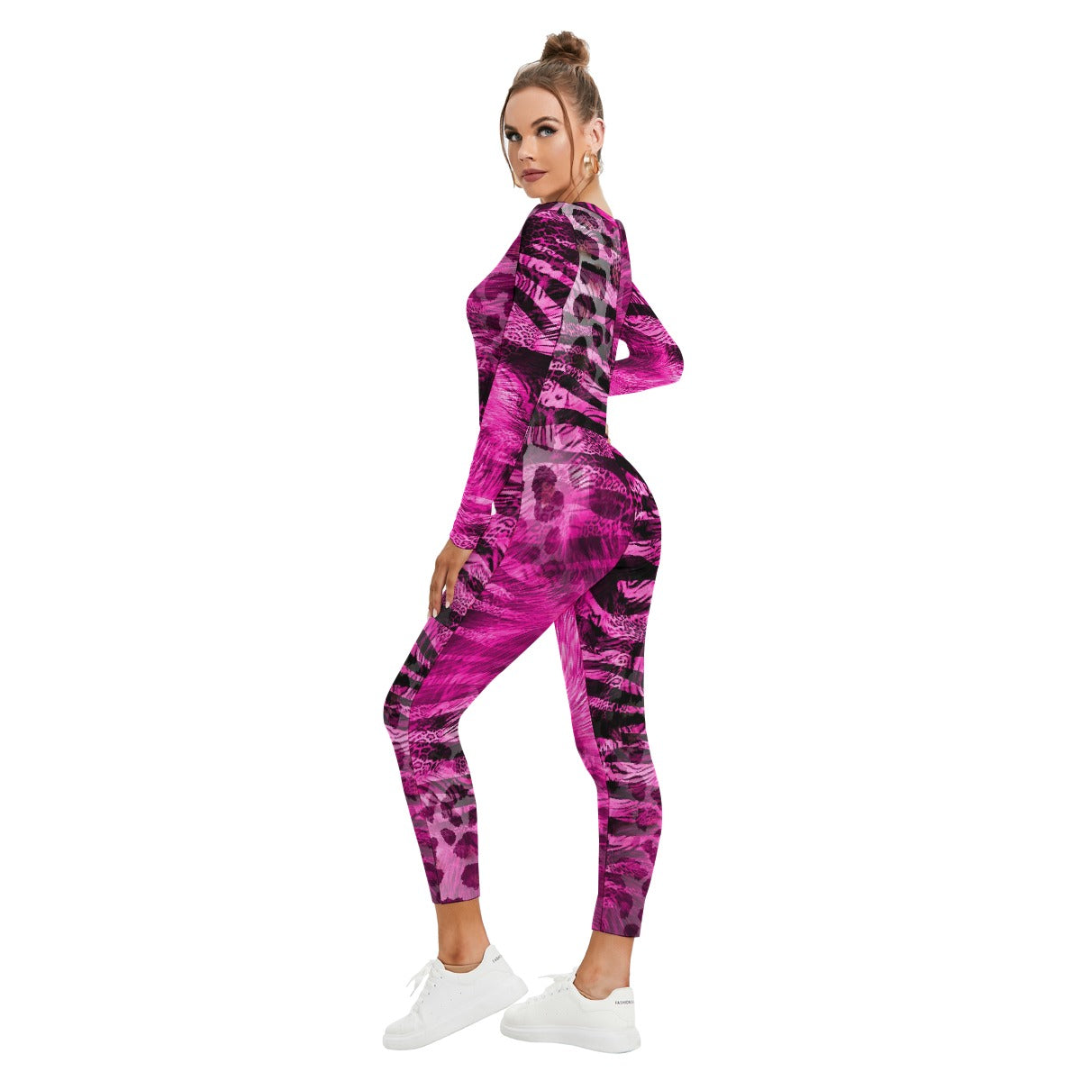 All-Over Print Women's Plunging Neck Jumpsuit
