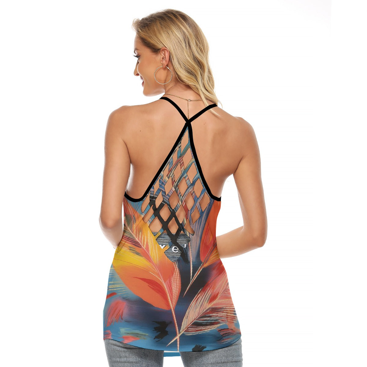 All-Over Print Women's Criss-Cross Open Back Tank Top