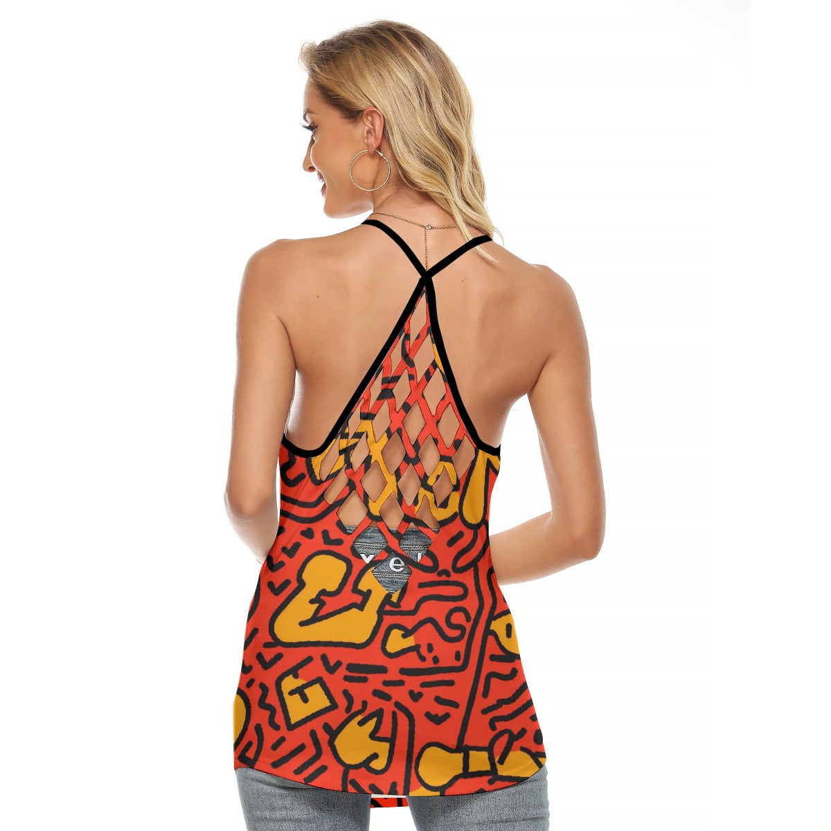 All-Over Print Women's Criss-Cross Open Back Tank Top