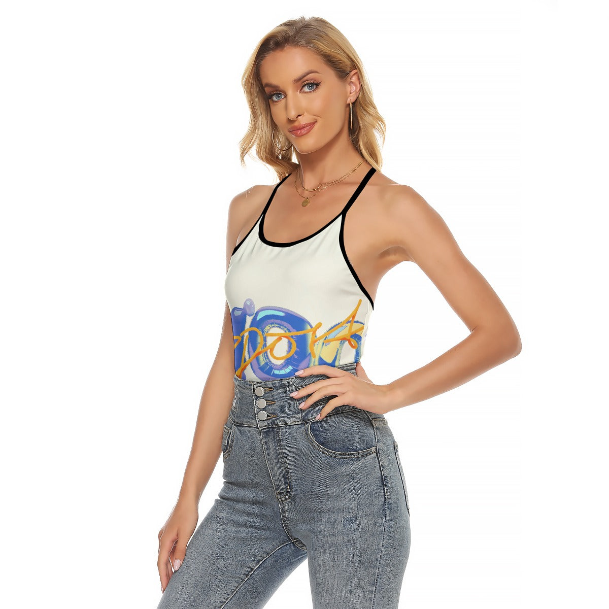 All-Over Print Women's Criss-Cross Open Back Tank Top