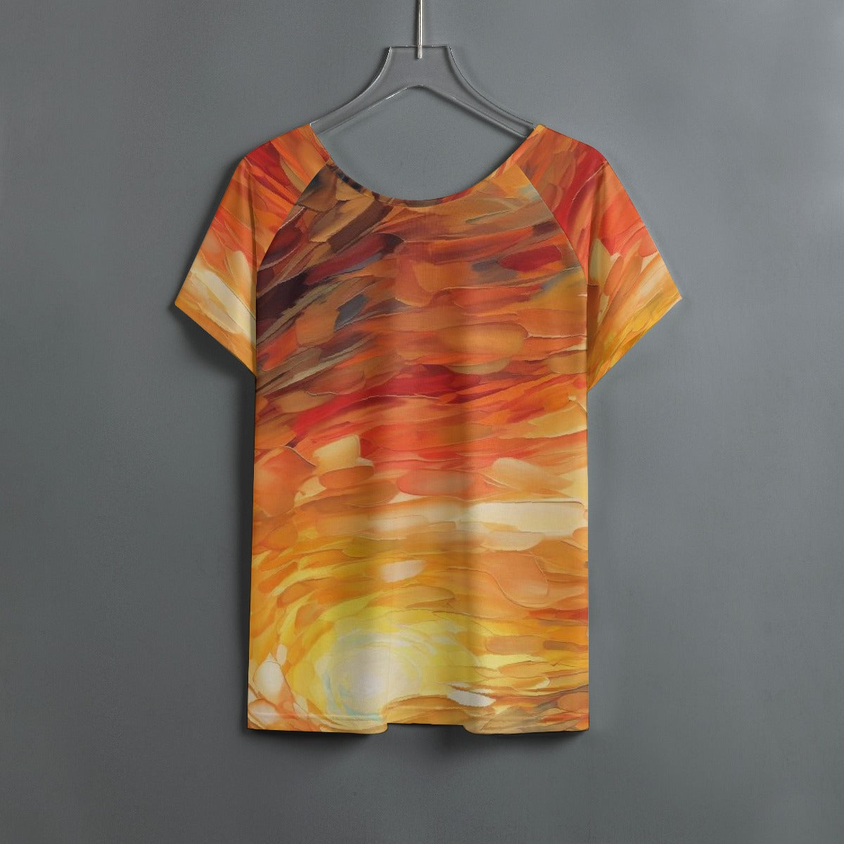 All-Over Print Women's Round Neck T-shirt With Raglan Sleeve