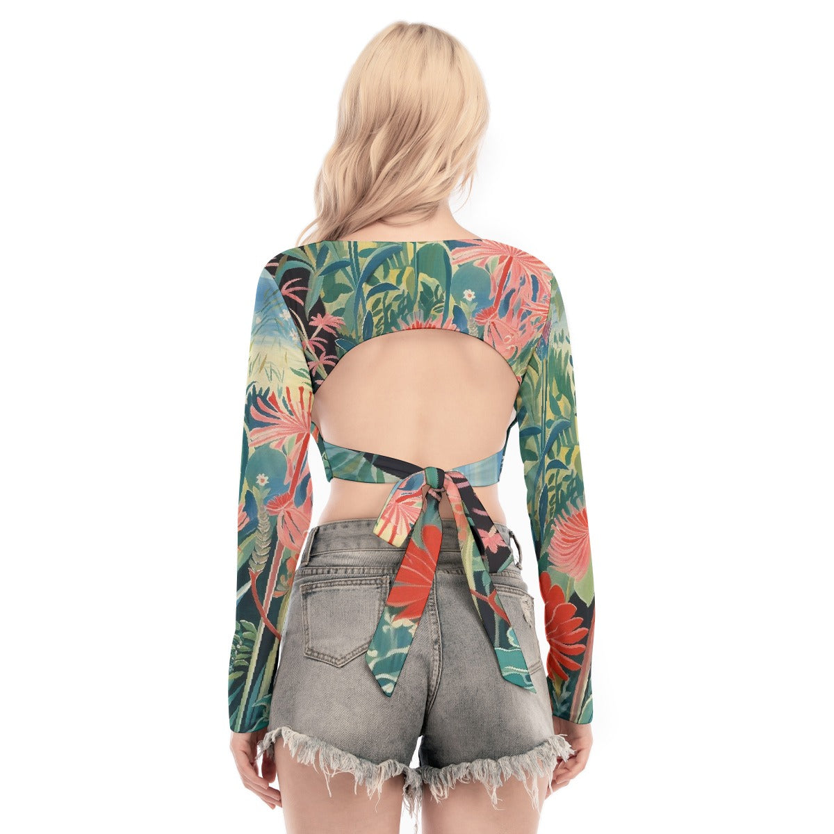 All-Over Print Women's Back Hollow T-shirt With Strap